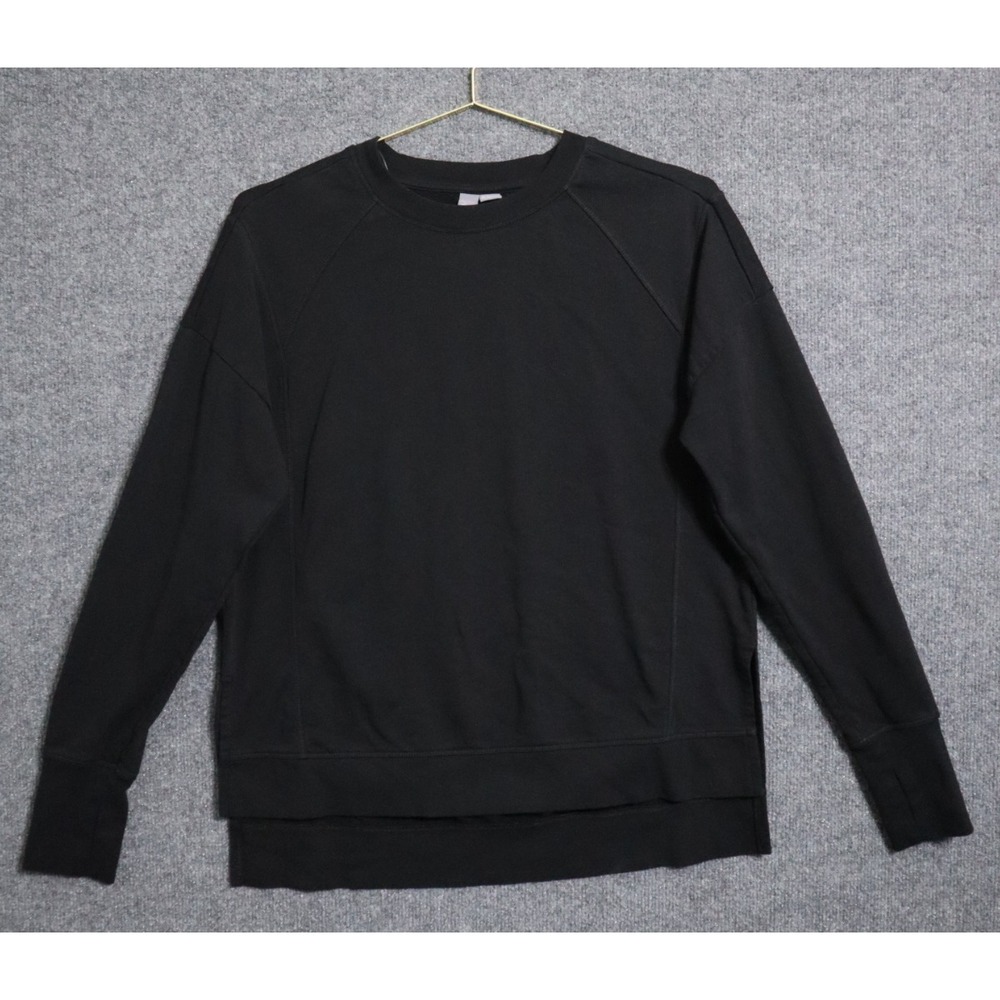 Sweaty Betty Sweatshirt Women 8 Black After Class Oversized Split‎ Hem EUC